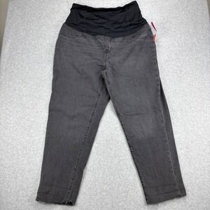 Isabel Maternity Boyfriend Jeans Womens 16 Gray Over Belly Stretch Denim Raw Hem
